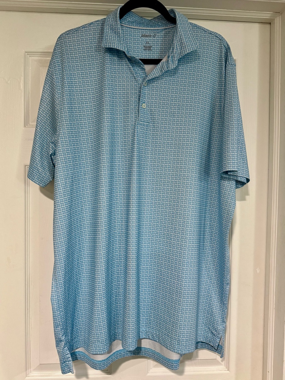 Johnnie-O Performance Blue & White Micro Pattern Polo Shirt